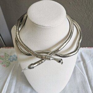 Snake Wrap Necklace Silver Adjustable Bracelet 34" Lightweight